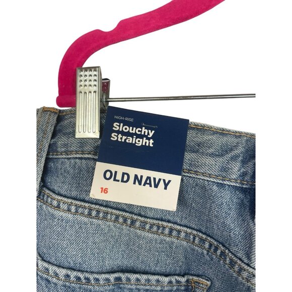 Old Navy NWT Slouchy Straight High Rise Jeans Kids Size 16 - Picture 6 of 8